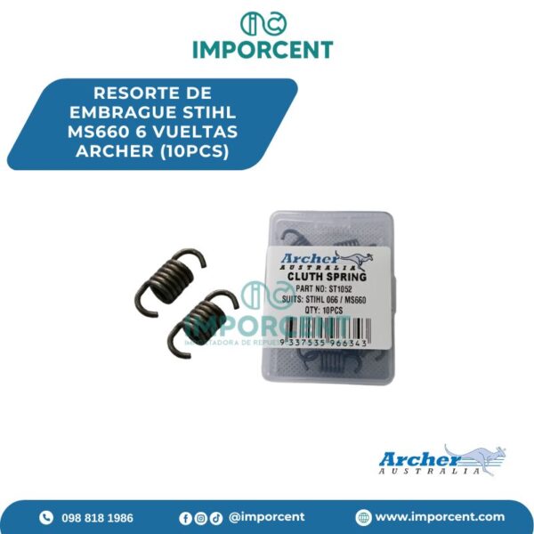 RESORTE DE EMBRAGUE STIHL MS660 6 VUELTAS ARCHER (10PCS)